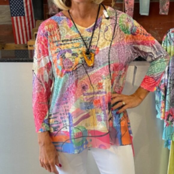 Katharina Marie Made in USA Abstract Print Burnout Shirt/Tunic Medium - Picture 13 of 13